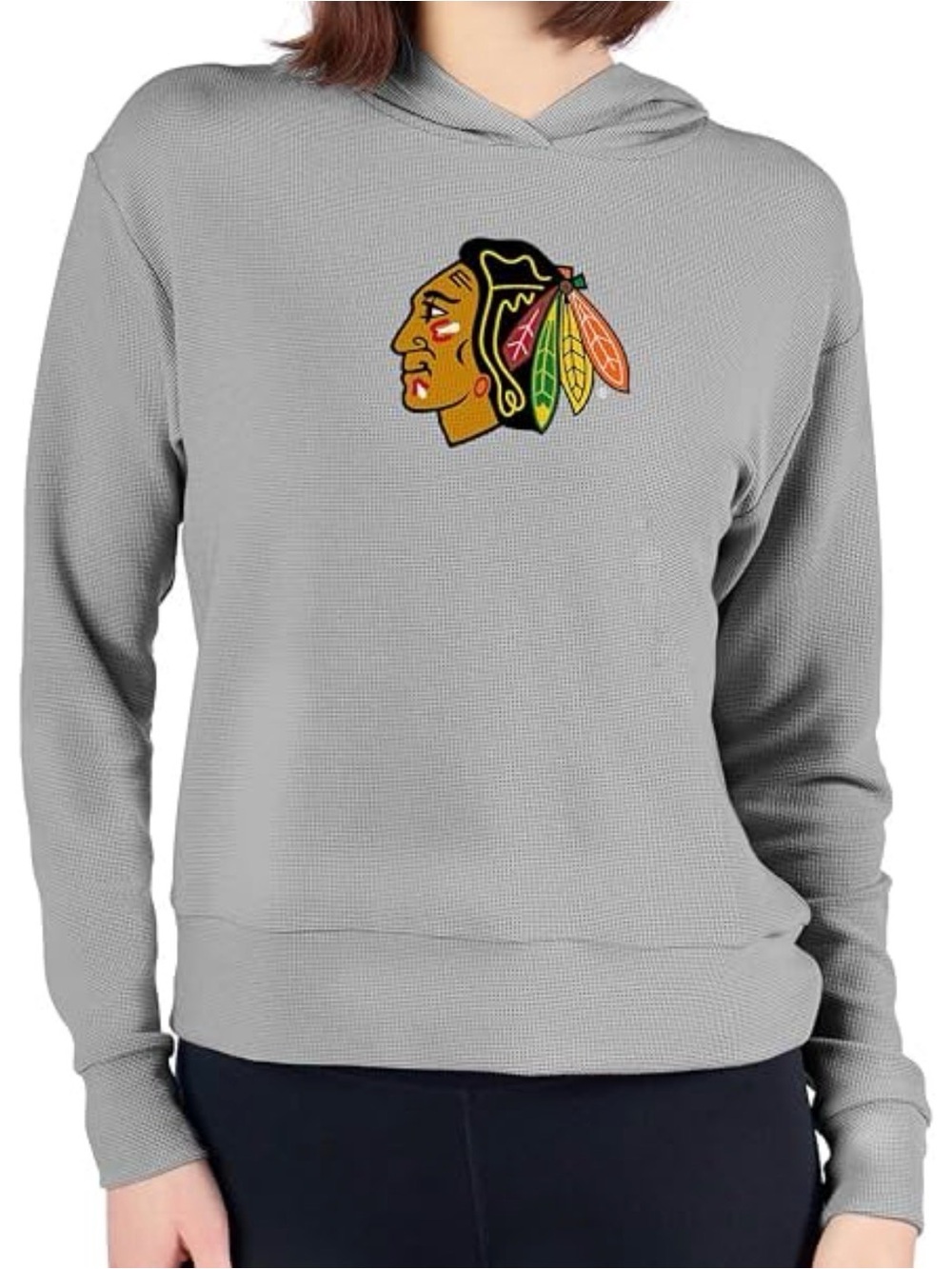 CERTO WOMENS NHL CHICAGO BLACKHAWKS PULLOVER WAFFLE HOODIE LONG SLEEVE SMALL NWT